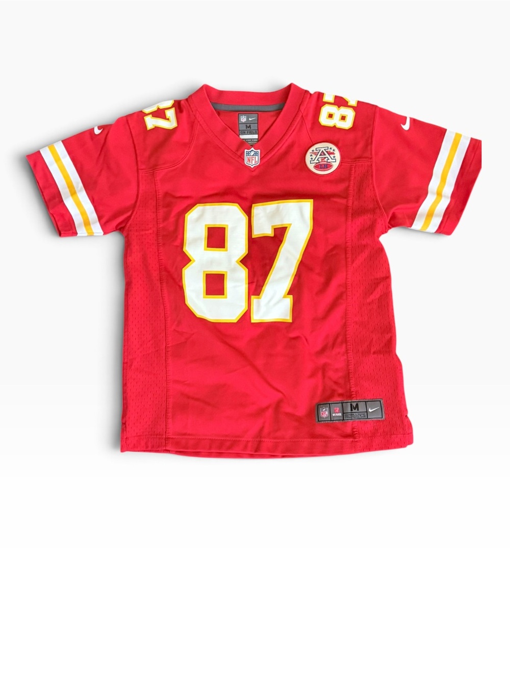 Nike Kids Travis Kelce Red + White #87 Kansas City Football Jersey